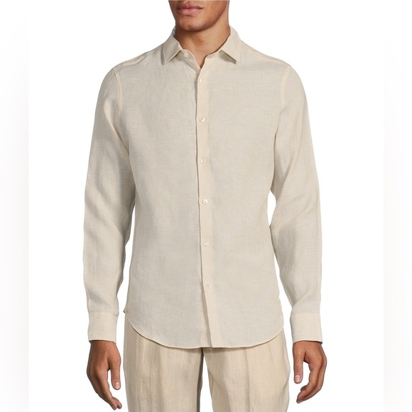 Murano BairdMcNutt 100%Linen Slim Fit Solid Long Sleeve Woven Shirt Tall XL NWOT - Picture 1 of 14